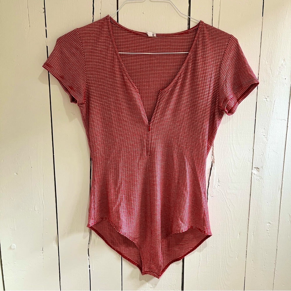 Red and white striped bodysuit